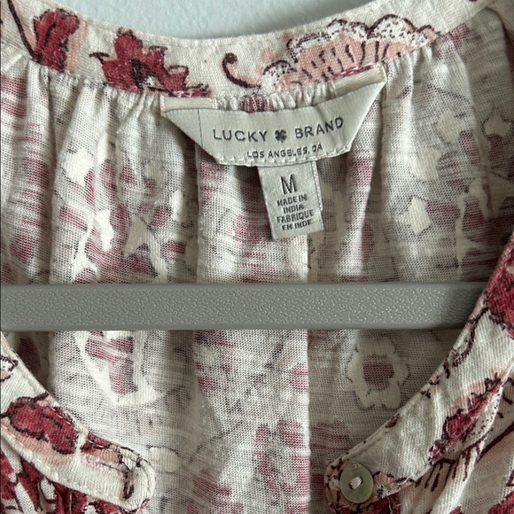 Lucky Brand Red/pastel grey and Cream/white Floral Blouse. Med. cotton/modal. - Picture 2 of 8